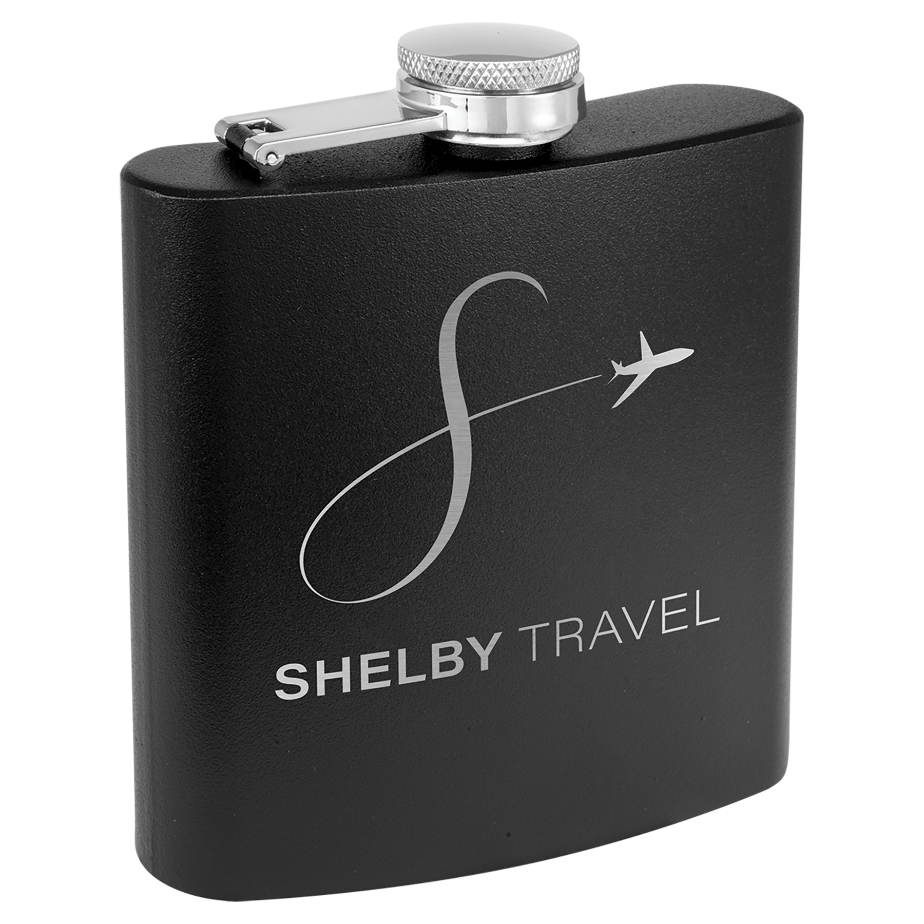 6 oz. Matte Black Powder Coated Stainless Steel Flask