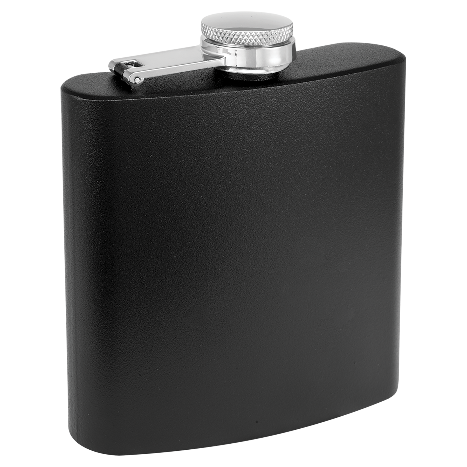 6 oz. Matte Black Powder Coated Stainless Steel Flask