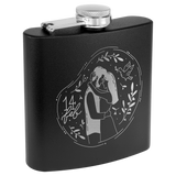 6 oz. Matte Black Powder Coated Stainless Steel Flask