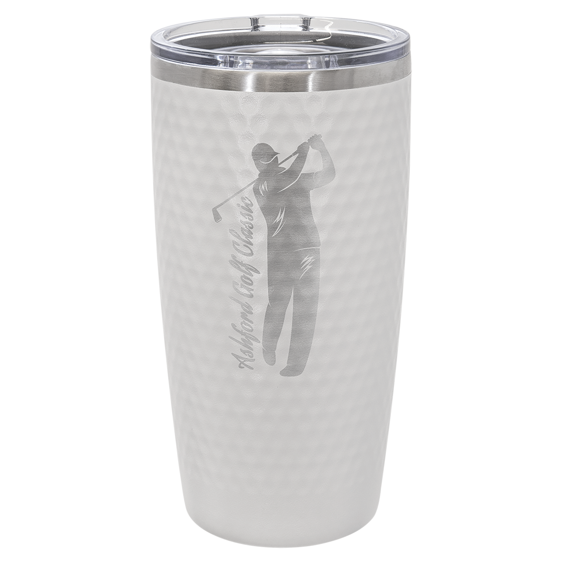 Polar Camel 20 oz. White Golf Dimpled Insulated Tumbler w/Clear Slider Lid