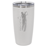 Polar Camel 20 oz. White Golf Dimpled Insulated Tumbler w/Clear Slider Lid