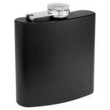 6 oz. Matte Black Powder Coated Stainless Steel Flask