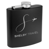 6 oz. Matte Black Powder Coated Stainless Steel Flask